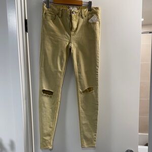 Free People Yellow Skinny Jeans sz 26 NEW